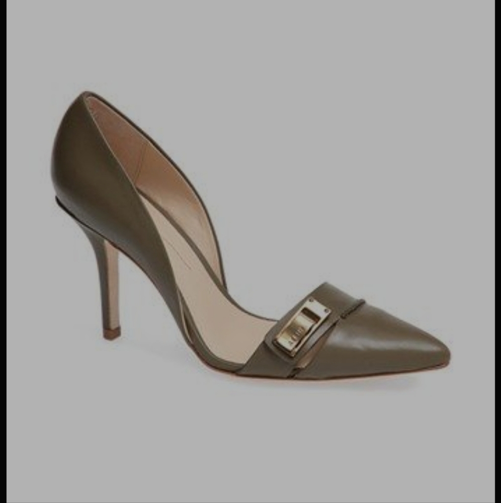 AERIN REAL LEATHER OLIVE D'ORSAY PUMP W LEATHER SOLES SIZE 7.5
